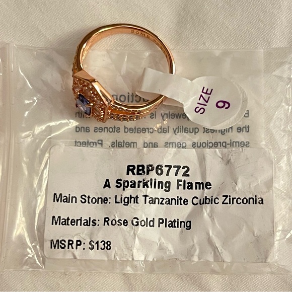“A Sparkling Flame” Tanzanite purple & cz in rose gold plating ring RBL6772 - Picture 4 of 4